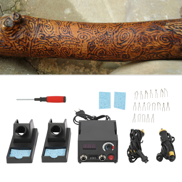 Kit de fuego de leña, Máquina pirograbadora de temperatura regulable 220 V, Quemador de leña digital (Dual Pen)