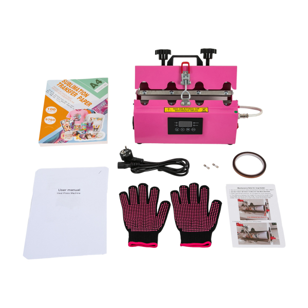 Máquina de prensado en caliente para tazas de vaso para espacios en blanco de sublimación de 11 oz a 30 oz, Rosa