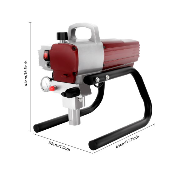 Pulverizador de pintura sin aire de 1800 W, sin aire, para pintura de pared, barniz con boquilla, manguera de pulverización y barra de extensión