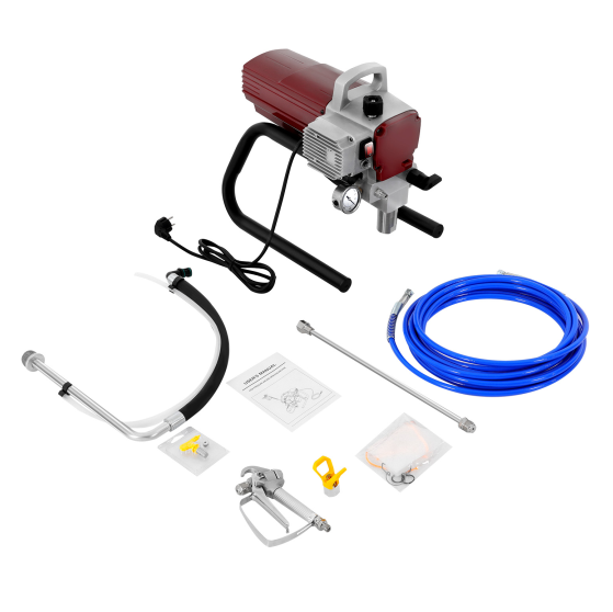 Pulverizador de pintura sin aire de 1800 W, sin aire, para pintura de pared, barniz con boquilla, manguera de pulverización y barra de extensión