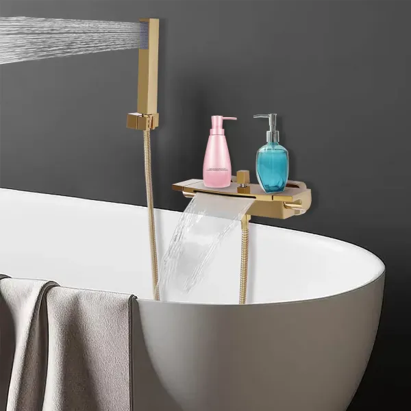Cascada Bañera Fría Bañera Grifo Bañera Grifo Bañera Ducha Mezclador Latón Oro
