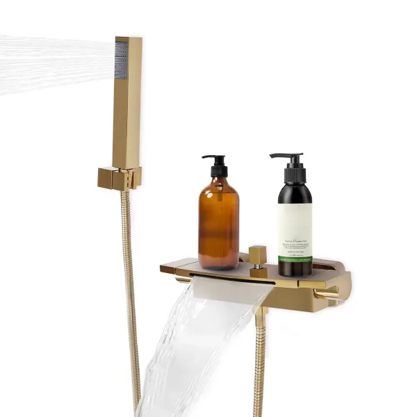 Cascada Bañera Fría Bañera Grifo Bañera Grifo Bañera Ducha Mezclador Latón Oro
