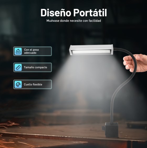 Luz magnética luz de trabajo 60 LED IP67 Luz de cuello de cisne flexible impermeable para iluminación Luz de máquina
