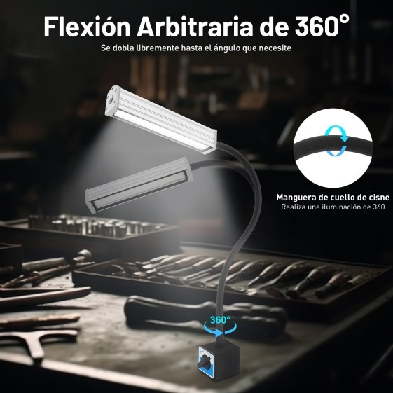 Luz magnética luz de trabajo 60 LED IP67 Luz de cuello de cisne flexible impermeable para iluminación Luz de máquina
